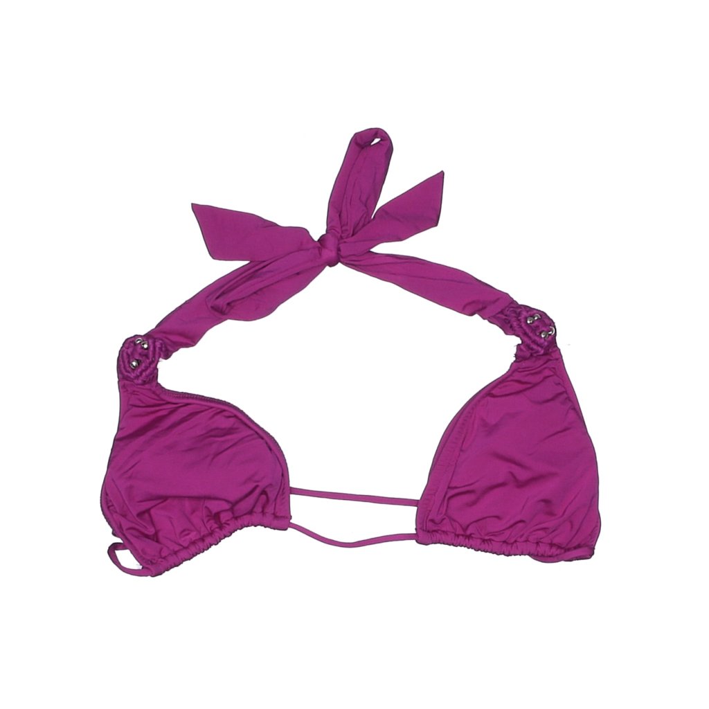 Badgley Mischka Orchid Purple Halter Tie Back Women’s Bikini Top Sz 10 Euc